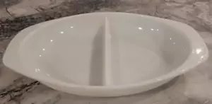 PYREX Oval Glass 13"L x8.5"W x 2"H, Divided Baking/Serving Dish;White; Oven Safe - Picture 1 of 24