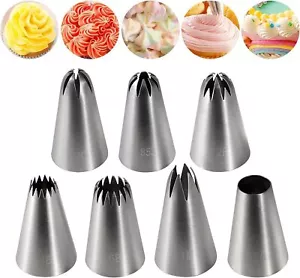 7x Ugelli Tubazioni Ghiaccio Grandi Dimensioni Suggerimenti Torta Pasticceria Set Decorazione Artigianato Regno Unito - Foto 1 di 11