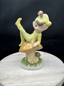 Pixie Elf Mushroom Pixie Porcelain 4.5 in Figurine Bisque EUC - Picture 1 of 5