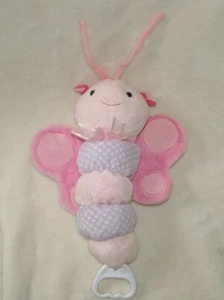 Carters Pink Purple Butterfly Crib Pull Toy Music Lights Just One Year Crinkle - Picture 1 of 2