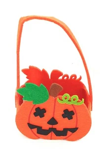 NEW Orange Pumpkin Bag Halloween Trick Treat Pouch Home Decoration - Picture 1 of 1