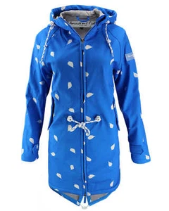 AMUNDSENS FJELL Damen Softshell-Mantel BIRKA Parka Jacke Übergang blau Blätter - Picture 1 of 5