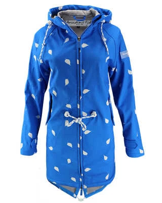 AMUNDSEN´S FJELL AMUNDSENS FJELL Damen Softshell-Mantel BIRKA Parka Jacke Übergang blau Blätter