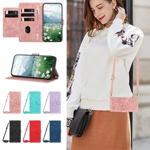 Crossbody Leather Case Wallet Card Bag Coin Purse Stand Cover For Samsung - Picture 1 of 21