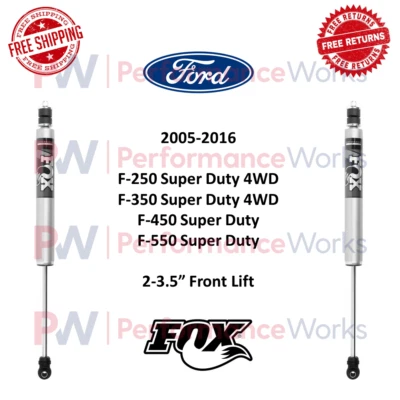 Fox 2.0 Shocks Pair For 05-16 F250 F350 SD 4WD & F450 F550 SD, 2-3.5" Front Lift - Image 1 of 4