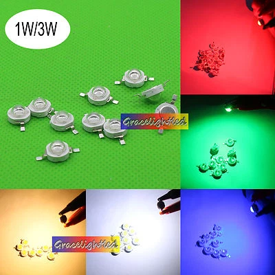 1W 3W watt Cold White 10000-15000K led chip red blue green royal blue warm white - Image 1 of 4