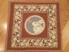 Quilted table topper or hanging wall decoration, bunny on the brown, 17x 18, new