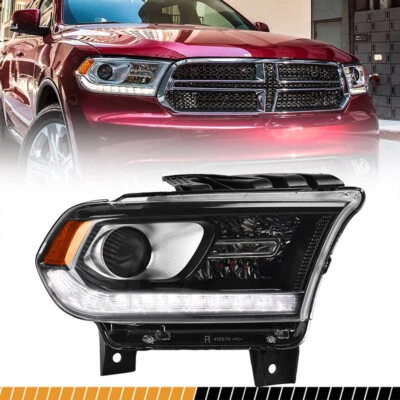 For 14-20 Dodge Durango Halogen Headlight W/ LED DRL Passenger Right Black Trim Foto 1 de 4