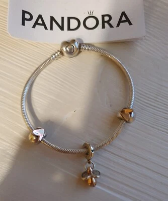 Braccialetto Pandora Bracciale Originale MAI USATO Charms ciuccio clips cuore  - Immagine 1 di 4