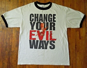 SANTANA 90s Made USA Rare Vintage Change Your Evil Ways Ringer SS T Shirt Size M - Picture 1 of 7