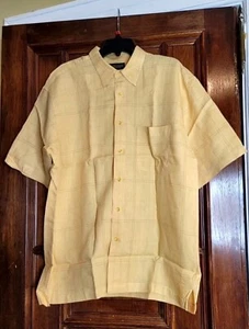 NWOT-Donald J Trump Signature Collection Men's Yellow Plaid Shirt Large - Picture 1 of 5
