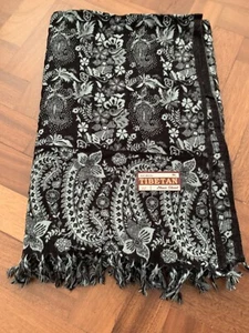 Cozy Wrap Shawl Throw Blanket 100% Yak Wool Woven Reversible Large Travel Black - Picture 1 of 7
