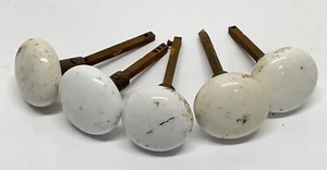 VTG Antique Door Knobs White Victorian Era Porcelain Salvage x5 for Restoration - Picture 1 of 5