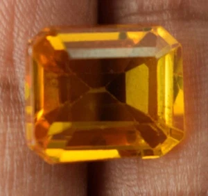 Padparadscha Zaffiro Arancio 9,90 Ct/12 mm Pietra Preziosa Taglio Smeraldo Naturale C3946 - Foto 1 di 9