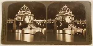 FESTSAAL BELEUCHTET ST LOUIS WELTAUSSTELLUNG 1904 STEREOVIEW - Bild 1 von 2