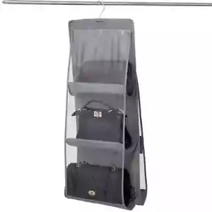 1 Handtasche und Geldbörse Organizer Rack Schrank Display 6 Taschen klar Aufbewahrung Aufhänger - Bild 1 von 6