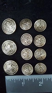 USA METAL SB 3&8 BLAZER JACKET BUTTON SET/ANTIQUE GOLD-TN.Crown,Golf,Man,Thistle - Picture 1 of 2