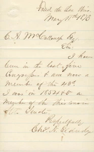 CHARLES A. ELDREDGE - AUTOGRAPH LETTER SIGNED 05/11/1873 - Picture 1 of 1