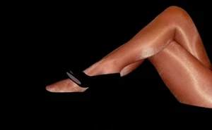 D Peavey Suntan Gloss Tights Shiny Hooters Uniform 13% spandex shimmery hosiery  - Picture 1 of 7