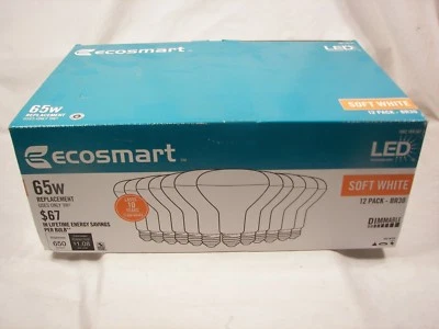 NEW Ecosmart 12 Pack LED 65w BR30 Indoor Light Bulbs Dimmable Soft White - Image 1 of 4