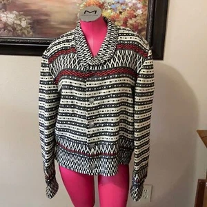 Maglione giacca lana tessuto a mano norvegesi nativi scandinavi rosso nero Kongsberg - Foto 1 di 12
