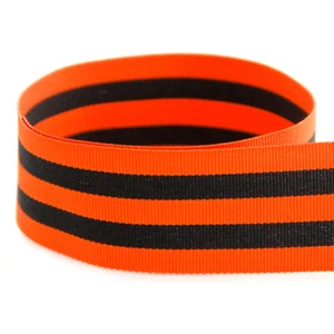 5 yards 1.5" Halloween Black Orange Stripes Woven Grosgrain Ribbon - Picture 1 of 2
