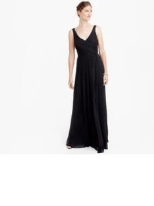 NWT J CREW ANABEL LONG DRESS SILK CHIFFON FORMAL GOWN PROM 8 DARK BLUE C5543 - Picture 1 of 3