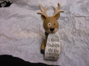 Crossroads "Rentier Holding Rudolph Ate Naughty List" Figur 3 1/4" NEU - Bild 1 von 1