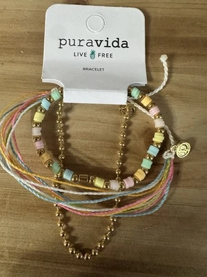 Pura vida monthly bracelet club set of 3 bracelets new beaded gold colorful - Изображение 1 из 4