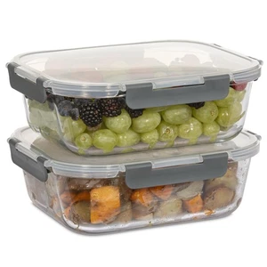 - 10 Cups Large Glass Food Storage Container with Lid set - Picture 1 of 9
