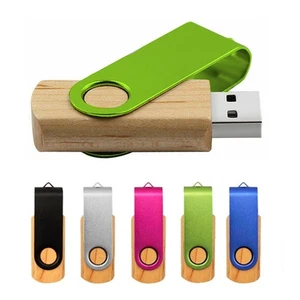 Unidad flash USB 2.0 giratoria USB Memory Stick 64 GB 32 GB 8 GB 512 M memoria de bambú - Imagen 1 de 21