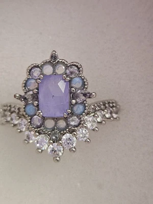 Anillo de fiesta bomba talla 8 princesa goteando en matriz de belleza púrpura circonita chapado en plata  Foto 1 de 4