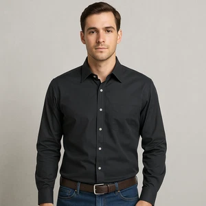Nordstrom Men’s Relaxed Classic Black Dress Shirt 15.5 32 Long Sleeve Cotton - Picture 1 of 9