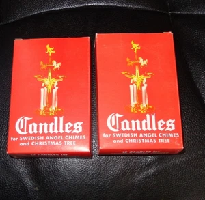 Vintage 4 Inch Red Candles Swedish Angel Chimes Christmas Tree 2 Box's - 12 NOS - Picture 1 of 3