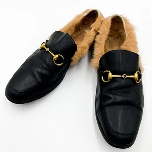 GUCCI Princetown Horsebit Halbschuhe Gr. 42 schwarz, mit Fell Business elegante Schuhe - Bild 1 von 10