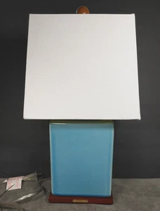 RALPH LAUREN HOME Turquoise Blue Crackle Glaze Pottery Table Lamp 17" Tall - Picture 1 of 13