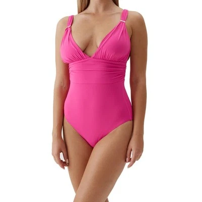 Traje de baño Melissa Odabash Panarea de una pieza 12 fucsia cuello en V ajustable playa Foto 1 de 4