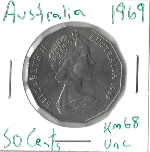 Moneda Australia 50 Céntimos 1969 KM68 - Imagen 1 de 4