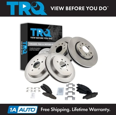 TRQ Front & Rear Brake Pad & Rotor Kit Fits 2003-2007 Cadillac CTS 2005-2008 STS - Image 1 of 4