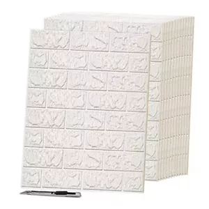 3D Peel and Stick Foam Brick Wall Panels, White, 44 Square Feet, 30 Pcs - Picture 1 of 7
