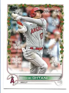2022 Topps Holiday #HW100 Shohei Ohtani Candy Cane Sleeve Variation SP - Imagen 1 de 2