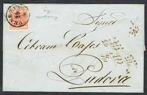 1850 Lombardy Venetia 15c Red 4m VENEZIA CDS b/s PADOVA CDS Expertised - Picture 1 of 2