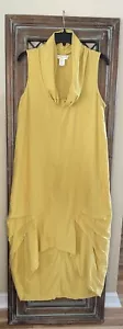 Cynthia Rowley Midikleid senfgelb Leinenmischung Wasserfallausschnitt Größe M - Bild 1 von 4