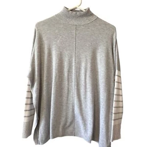 Suéter tejido Jones New York gris y blanco cuello alto de gran tamaño talla S - Imagen 1 de 16