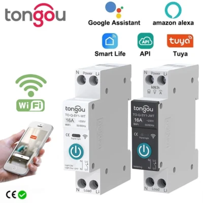 TUYA / SMART LIFE - (10A) Interruptor DIN Inteligente con WIFI y Control remoto  - Imagen 1 de 4