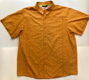 Arcteryx Mens Large? Short Sleeve Button Down Orange Plaid Woven Hiking Shirt