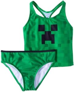 Minecraft Girls 2 Piece Tankini Swimsuit Green Size S (5/6) NEW with Tags