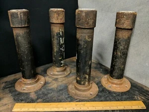 4X Used GAS Line Metal IRON table BASE legs steampunk repurpose Chunky Rugged  - Picture 1 of 7