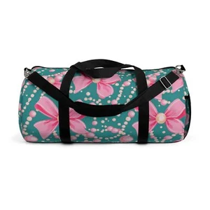 Green With Pink Bows and Pearls Duffel Bag - Picture 1 of 9