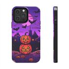 Cute Halloween Town Pumpkins Jack O Lantern Bats iPhone Case Tough Phone Cases